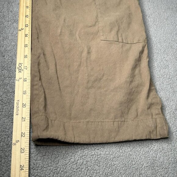 Vince Pants Womens 8 Brown Linen Blend Wide Leg Crop Cargo Zip Pockets Stretch - Picture 14 of 15